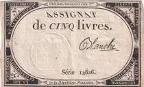 Francia 5 Pounds 10 Brumaire Year II (31.10.1793) - Sign. Blanche - Serial 12826