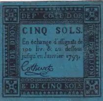 Francia 5 Sols - C&ocirc;te d\'Or - Ville de Dijon - 1792