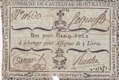 Francia 5 Sols - Lot - Commune de Castelnau Montratier - 1792
