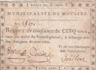 Francia 5 Sous - Allier - Moulins - 1791-1792