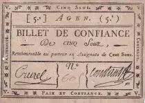 Francia 5 Sous - Billet de Confiance - Lot et Garonne - Agen - 1792