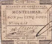 Francia 5 Sous - Dr&ocirc;me - Commune de Montelimar - 02-04-1792