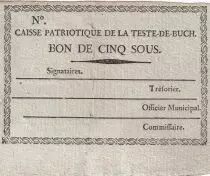 Francia 5 Sous - Gironde - Caisse Patriotique de Teste-de-Buch - 1792
