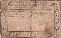 Francia 5 Sous - Haute-Garonne - Billet de Ville de Saint-Gaudens - 03-05-1792