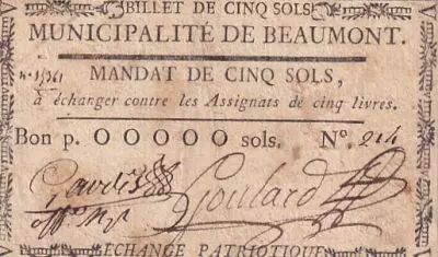 Francia 5 Sous - Haute-Garonne - Municipalit� de Beaumont - 1792