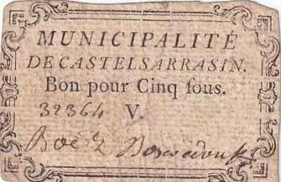 Francia 5 Sous - Haute-Garonne - Municipalit� de Castelsarrasin - 1792