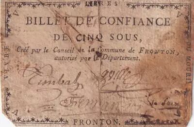 Francia 5 Sous - Haute-Garonne - Municipalit� de Fronton - 1792