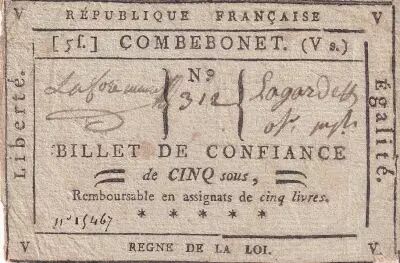 Francia 5 Sous - Lot et Garonne - Commune de Combebonet - 1792