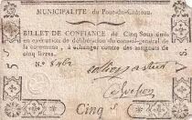 Francia 5 sous - Puy de d&ocirc;me - Municipality of Pont du ch&acirc;teau - 1792