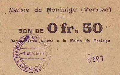 Francia 50 cent. Montaigu - 01/04/1916