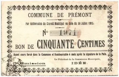 Francia 50 cent. Premont City - 1915