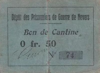 Francia 50 Centimes - Bon de cantine - D�p�t des prisonniers de guerre de Nevers