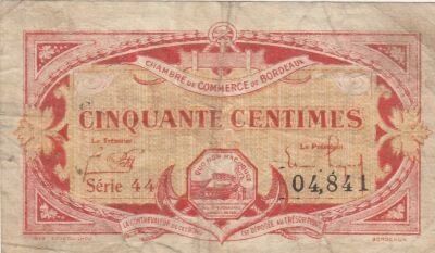 Francia 50 centimes - Chamber of Commerce - Bordeaux - 1920