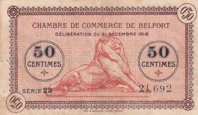Francia 50 Centimes - Chambre de Commerce - Belfort - S�rie 23 - 21-12-1918