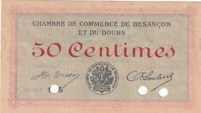 Francia 50 Centimes - Chambre de Commerce - Bezan�on - Doubs - 1915 - S�rie 1-5