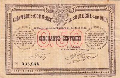 Francia 50 Centimes - Chambre de commerce - Boulogne sur Mer - 14-08- 1914