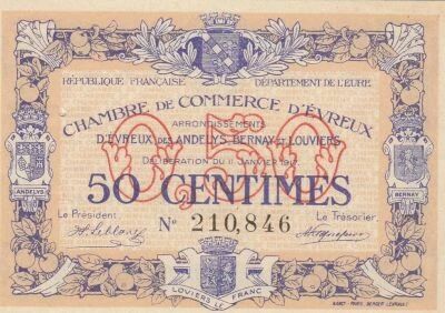 Francia 50 Centimes - Chambre de Commerce - �vreux - 11-01-1917
