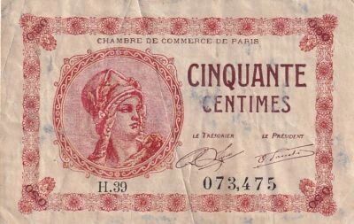 Francia 50 Centimes - Chambre de commerce - Paris - 1920 - S�rie H.39