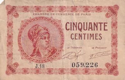 Francia 50 Centimes - Chambre de commerce - Paris - 1920 - S�rie J.18