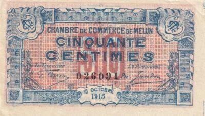 Francia 50 Centimes - Melun Chamber of Commerce 1915 - XF