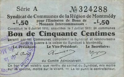 Francia 50 Centimes - Montmedy Region - 07-07-1916