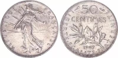 Francia 50 Centimes,  Semeuse - 1907 - XF
