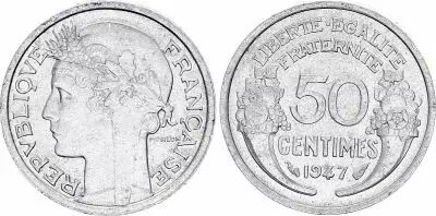 Francia 50 Centimes, Morlon - 1947