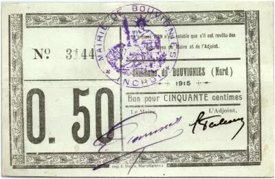 Francia 50 Centimes Bouvignies City - 1915