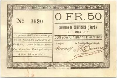 Francia 50 Centimes Coutiches City - 1914