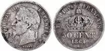 Francia 50 Centimes Francs Napoleon III 1864 BB Strasbourg - Silver