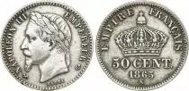Francia 50 Centimes Francs Napoleon III 1865  K Bordeaux - Silver