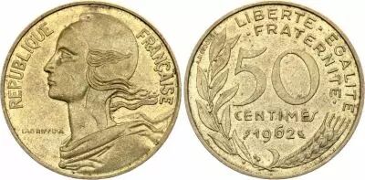 Francia 50 Centimes Lagriffoul - Marianne - 1962