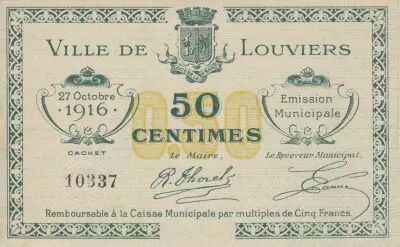 Francia 50 Centimes Louviers Municipal emission