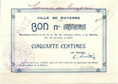 Francia 50 Centimes Mayenne City