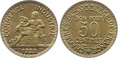 Francia 50 Centimes Mercury seated - 1922
