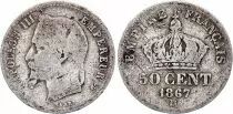 Francia 50 Centimes Napoleon III - 1867 BB Strasbourg - Silver