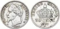 Francia 50 Centimes Napoleon III - 1867 BB Strasbourg - Silver