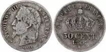 Francia 50 Centimes Napoleon III Head Laurel - 1866 A Paris  Silver