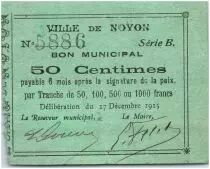 Francia 50 Centimes Noyon City - 1915