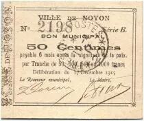 Francia 50 Centimes Noyon City - 1915