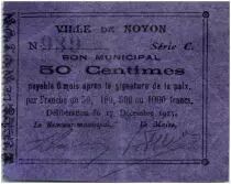 Francia 50 Centimes Noyon City - 1915