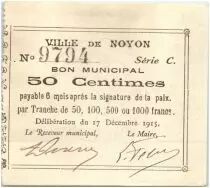 Francia 50 Centimes Noyon City - 1915