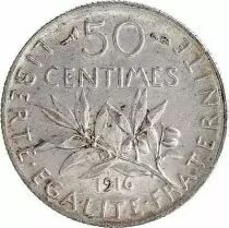 Francia 50 Centimes Semeuse - 1916