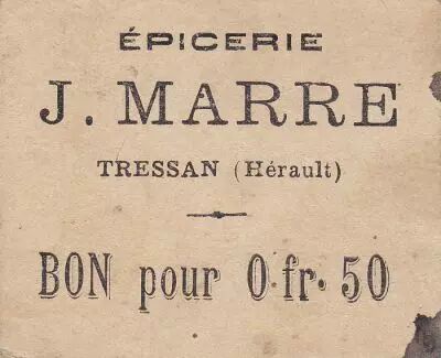 Francia 50 Centimes Tressan Epicerie J. Marre