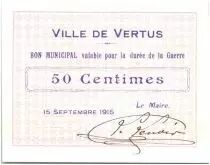 Francia 50 Centimes Vertus City - 1915