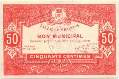 Francia 50 Centimes Vertus City - 1917