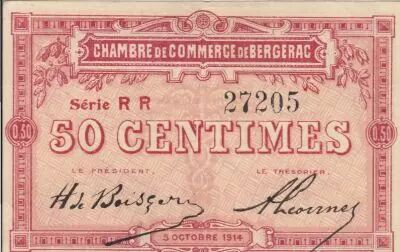 Francia 50 Cents - Bergerac Chamber of Commerce - 05-10-1914 - Seriel RR
