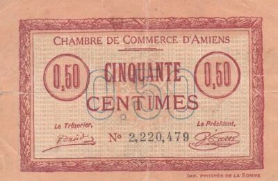 Francia 50 cents - Chamber of Commerce - Amiens - 1915