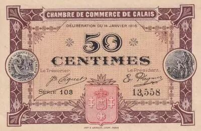 Francia 50 Cents - Chamber of Commerce - Calais - 1916 - S�rie 103