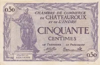 Francia 50 Cents - Chamber of Commerce - Ch�teauroux - 1920